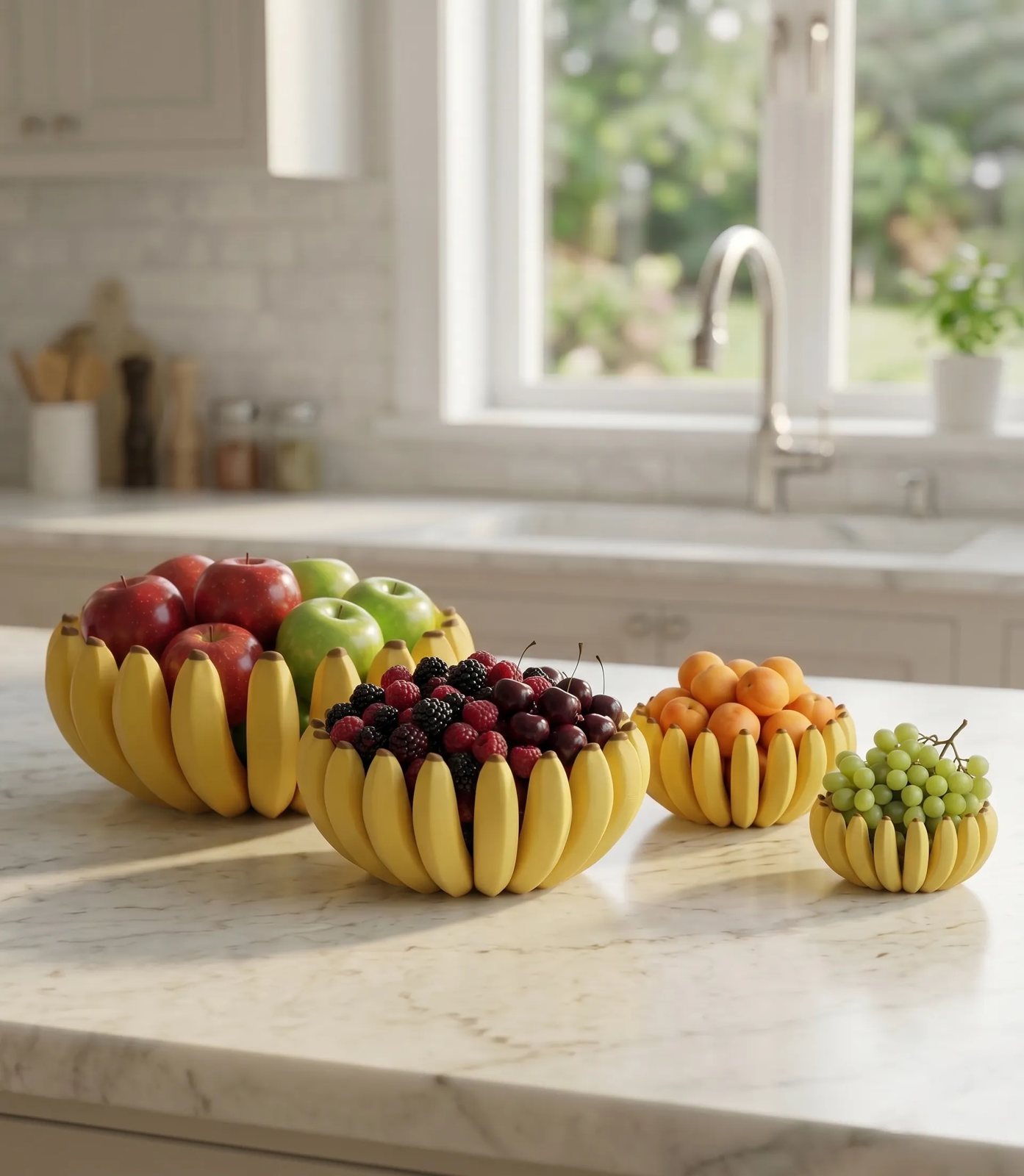Banana Bunch Fruit Basket in Yellow