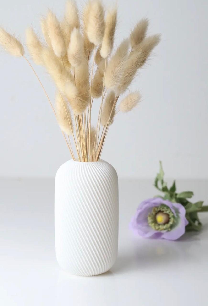 Rossella Ribbed Vase in White