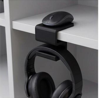 Under-Desk Headphone Holder in Black
